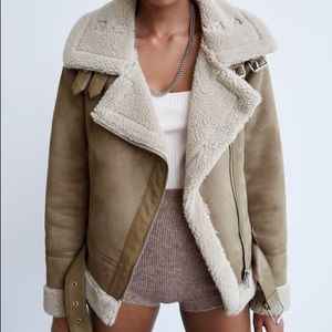 Zara double faced shearling jacket
